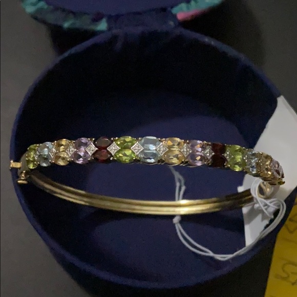 14k Gold over sterling multi colour Gem bracelet - Picture 4 of 7